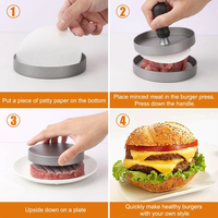 Presse à hamburgers avec papier sulfurisé, moule à viande en aluminium pour hamburgers, galettes de bœuf, galettes de viande pour cuisine, barbecue et grillades