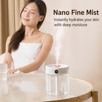 Nouvel humidificateur à double pulvérisation 2L, USB, grande capacité, silencieux, pour la maison, la chambre, le bureau, avec lumière nocturne et affichage numérique