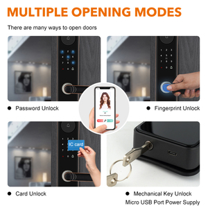Cerradura de puerta inteligente 6085 Cerradura Cuerpo Huella digital Tarjeta de código digital Llave Desbloqueo Huella digital Cerradura de manija de puerta - Product Image 4