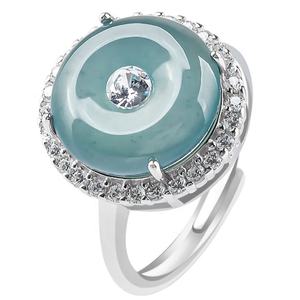 Bague ajustable pour femme en jadeite naturelle avec fermoir Ping An, incrustée d'argent S925, accessoire de mode D308 - Product Image 1