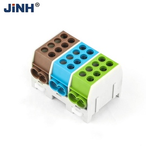 JHT3-25 (2p3) cách điện màu xanh + màu xanh lá cây + nâu vỏ phân phối kết nối 400V 100A 2 cực 3 khối Brass chia khối thiết bị đầu cuối - Product Image 2