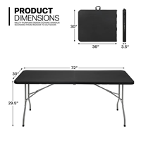 Table pliante moderne en plastique et fer Benjia avec structure en fer pour la salle à manger extérieure, l'hôpital, le salon, la cour, l'école, l'hôtel