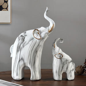 Creative Marble Pattern Auspicious Elephant Folk Art Epoxy <b>Resin</b> Sculpted Figurine Home Decoration Living Room Artistic Crafts - Product Image 3
