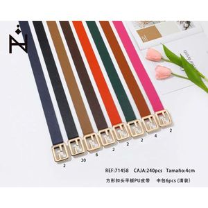 Cintura piatta in PU con fibbia quadrata, larghezza 4 cm, cintura alla moda per donna e uomo - Product Image 3