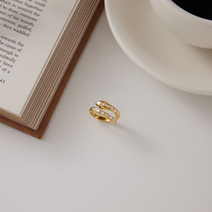 Modern <b>Open</b> <b>Rings</b> 18k Gold Plated Stainless Steel Non Tarnish Customized Clear Rhine Stone Snake <b>Ring</b> for Gift - Product Image 3