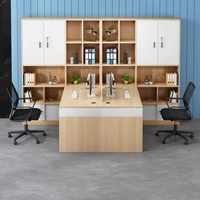 BGZ-218X Bureau de direction avec armoire haute, poste de travail comptable double face, table minimaliste moderne et chaise de personnel – Combinaison complète