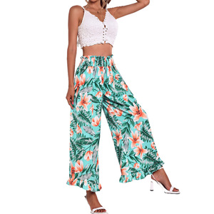 Women's European and American temperament casual floral mid-length fashion casual <b>pants</b> thin breathable drape texture - Product Image 5