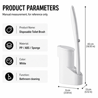 Brosse de toilette jetable pour la maison avec nettoyeur intégré, long manche en PP, fixation murale, remplacement en un clic, nettoyage de salle de bain