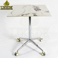 Pieds de Table en aluminium poli roulettes verrouillables Base pivotante réglable en hauteur robuste pour manger café bar salon extérieur