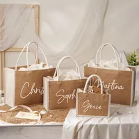Sac fourre-tout en lin écologique réutilisable avec logo personnalisé, grand format, avec poignée longue pour femmes, pour une utilisation quotidienne en extérieur