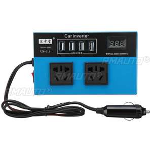 Inversor de Corriente para Auto, DC 12V/24V a AC 220V, con 2 Tomas de Corriente Alterna, 4 Puertos USB de Carga Rápida, Pantalla Digital Portátil Pequeña - Product Image 1