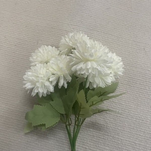 Prix d'usine – Bouquet de 7 chrysanthèmes pompon en soie artificielle pour mariage, cimetière, funérailles, tombes - Product Image 4