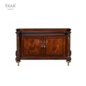 Buffet d'appoint doré à marqueterie Regency - Meuble d'appoint classique français de luxe |   EKAR FURNITURE - Product Image 1