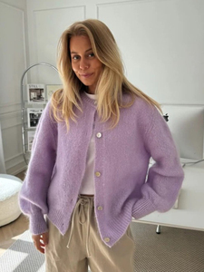 Blubelle Casual Primavera Outono Moda das Mulheres New Knit <span class=keywords><strong>Cardigan</strong></span> Mangas Compridas O-Neck Botão Solto Fit Suaves Blusas - Product Image 5