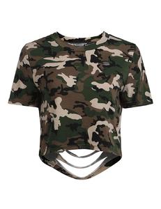 Áo Thun Nữ Hở Eo In Rằn Ri Áo Thun Ngắn Tay In Rằn Ri Áo Thun Lửng Vừa Sim - Product Image 6