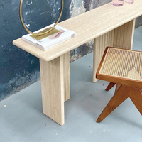 Tables de console en pierre de travertin véritable de conception moderne Tables d'entrée en marbre crème Table de console en marbre de luxe