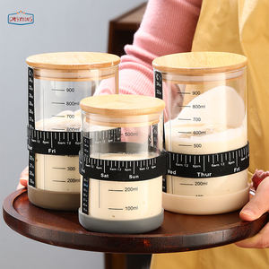 खट्टा स्टार्टर जार किट बड़े खट्टा स्टार्टर ग्लास जार के साथ डेट चिह्नित फीडिंग बैंड थर्मामीटर स्पैटुला कपड़ा कवर - Product Image 5