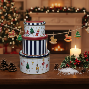 The Enchanted Christmas Collection Metal 3 Pcs Cylinder Storage <b>Canister</b> <b>Set</b> - Product Image 3