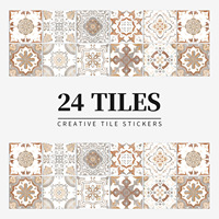 Carreaux muraux autocollants de style européen Mandala pour intérieur, comptoirs de cuisine, salon, carreaux muraux imperméables