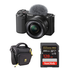 กล้องมิเรอร์เลส <span class=keywords><strong>Sony</strong></span> <span class=keywords><strong>ZV</strong></span>-<span class=keywords><strong>E10</strong></span> สีดำ รุ่นขายดี พร้อมเลนส์ 16-50 มม. และชุดอุปกรณ์เสริม กล้องวิดีโอ - Product Image 1
