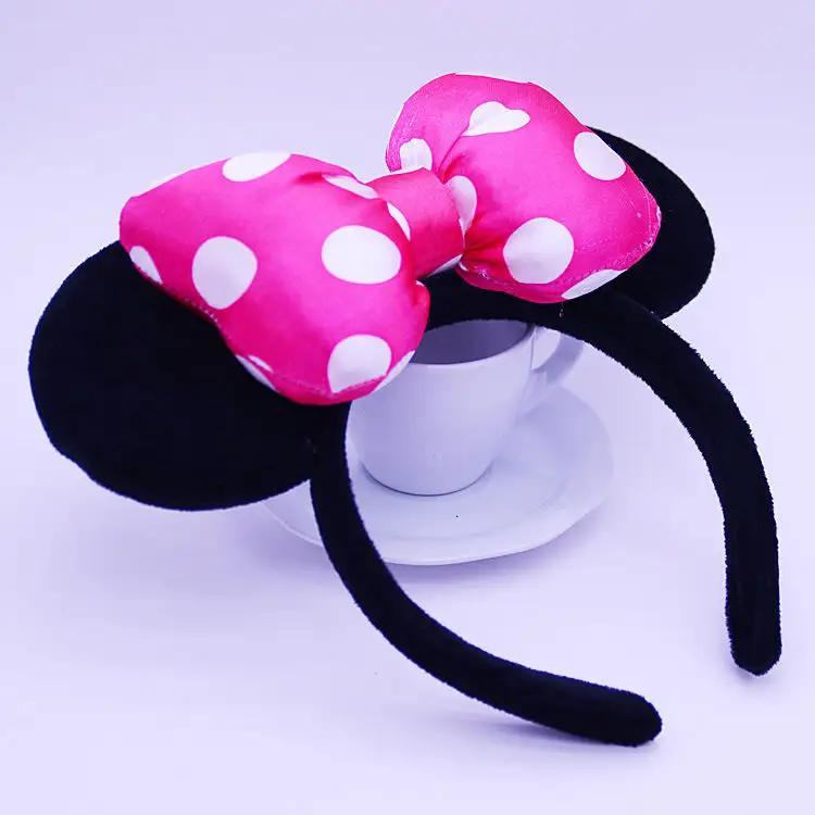 Cute Big Bow Mickey Headband Dos Desenhos Animados Barato Adorável Plástico Mouse Cabeça Orelhas Forma Cabelo Headband para Crianças