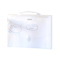 Bolsa Portadocumentos de Gran Capacidad, Personalizable, Multicapa, de PP, con Diseño de Oso Feliz, Transparente, para Estudiantes