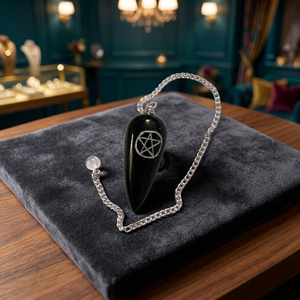 Meilleure Collection de Pendules Feng Shui en Agate Gravée, Pentagramme Argenté et Noir, pour Reiki et Chakra - Product Image 3