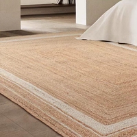 China Hand Braided Handmade Natural Jute Rug Jute Woven Large Natural Fiber Rug Carpet Floor Mats