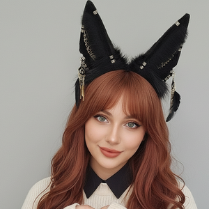 E0054 Anubis Temple Plush Wolf Ear Diadema Cosplay Comic Con Party Costume Headpiece - Product Image 1