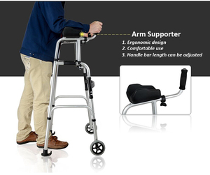 walking rollator <b>walker</b> mobility aids <b>disabled</b> for elderly adults seniors equipment stainless steel l-shaped safety bathroom - Product Image 6