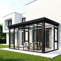 Véranda haut de gamme avec verre trempé, design modulaire et toit plat pour hôtels et complexes, solarium extérieur résistant à la corrosion