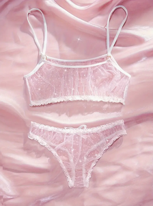 Pink Polka Dot Mesh Pure Desire Temptation Conjunto de lencería Sexy Girl Camisón transparente - Product Image 2