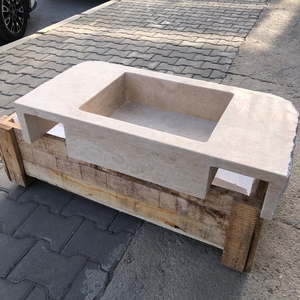 <span class=keywords><strong>Lavabo</strong></span> sur pied Newstar en travertin moderne, vasque en pierre naturelle, forme <span class=keywords><strong>rectangulaire</strong></span> arrondie, <span class=keywords><strong>lavabo</strong></span> rustique pour salle de bain - Product Image 5
