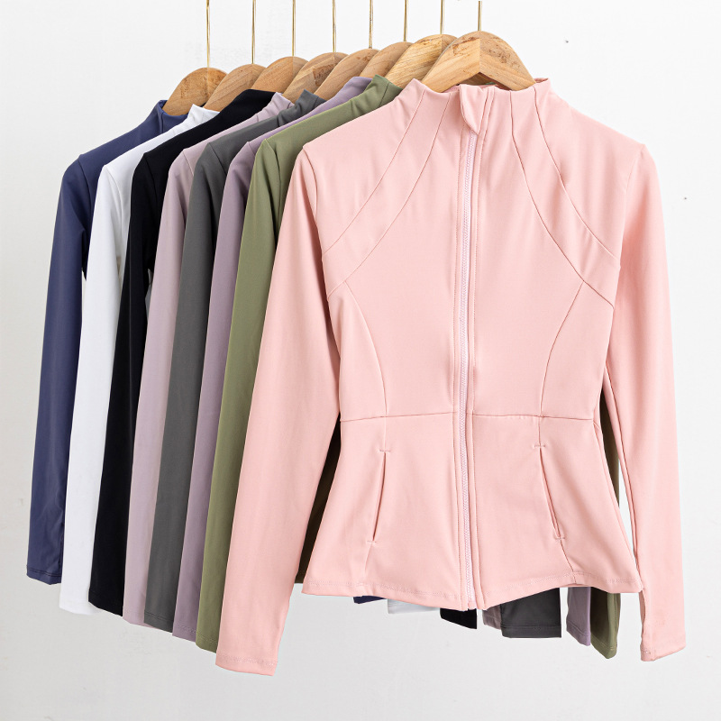 Slim Breathable Yoga Fitness Long-sleeved for Top Stand Collar Quick-drying Sports Jacket