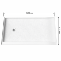 Receveur de douche rectangulaire en marbre cultivé, style moderne, antidérapant, pour salle de bain, hôtel, appartement, en pierre artificielle durable