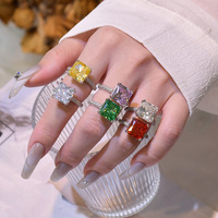 Bague Tendance Personnalisable en Argent Sterling 925 Plaqué Or 18K avec Zircon Taille Princesse pour Fiançailles et Mariage, Bijou Éternité en Gros