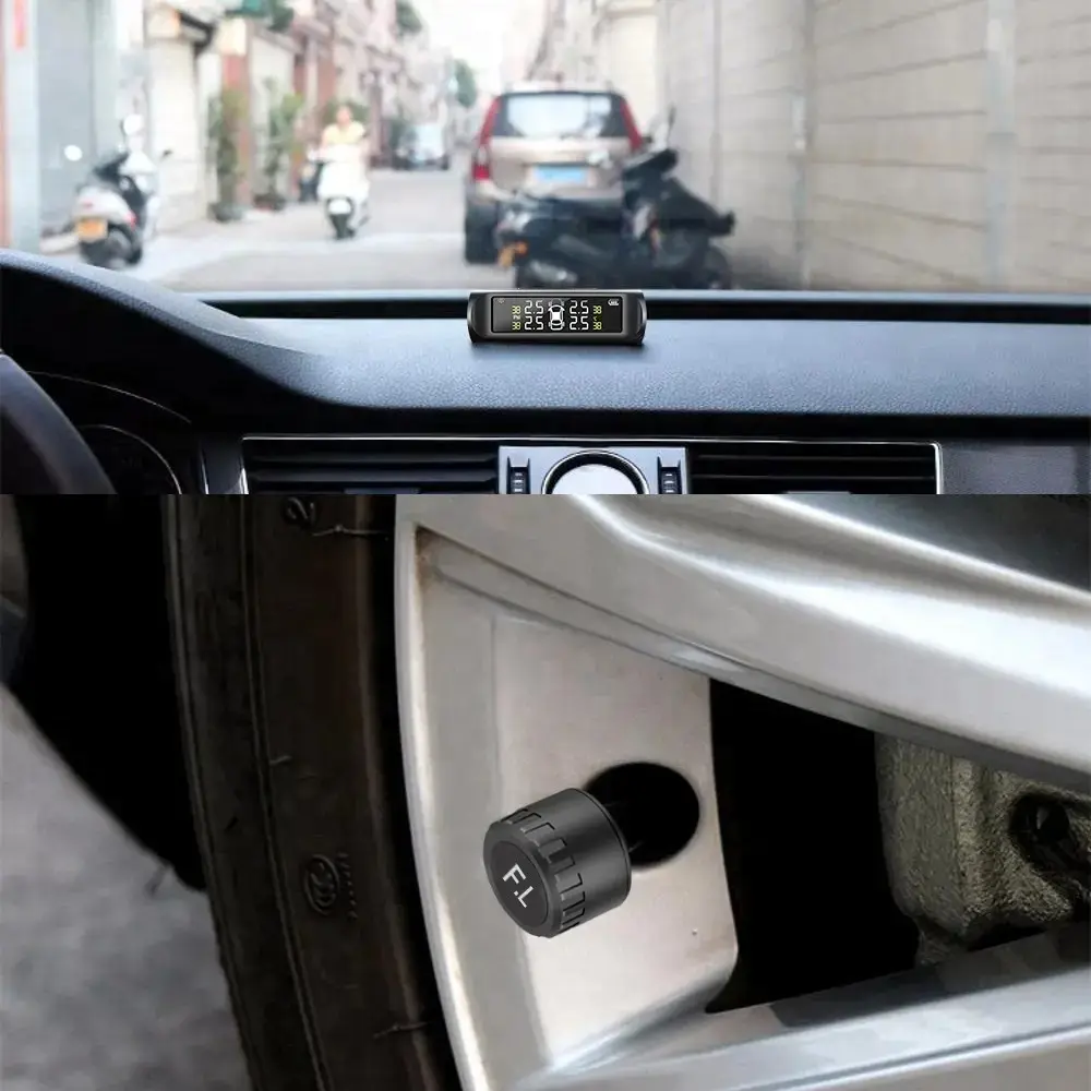Năng lượng mặt trời điện lốp kỹ thuật số LCD hiển thị tự động an ninh TPMS cảm biến Nội Bộ giám sát áp suất lốp hệ thống cho xe ô tô