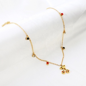 Collar Romántico con Colgante de Zirconia Colorida en Forma de Cereza, Joyería Delicada que No se Deslustra, Chapado en Oro de 18k, Cadena Hipoalergénica - Product Image 5