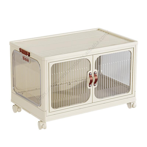 กล่องเก็บของพับได้แบบขายส่ง ตู้เก็บของแบบพับได้ กล่องพลาสติกมีประตู สำหรับของเล่นและหนังสือ - Product Image 1