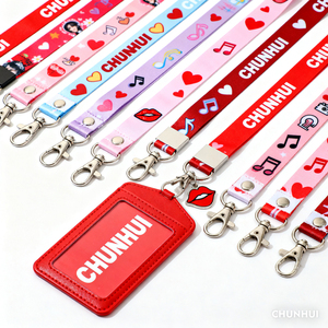 Custom Eco-friendly Durable Polyester Lanyards Logo Wholesale Adjustable Neck Strap ID Card Holder Sublimated Screen Printing