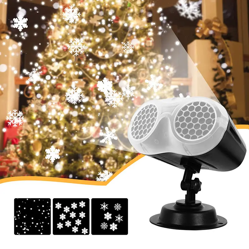 Outdoor Holiday Party Bar X-mas Decor Laser Snowflake Projection Landscape Lamp Christmas Led Double Projector Lights
