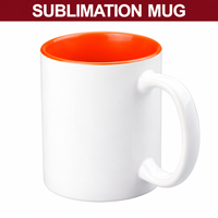 Mug à café en céramique vierge de 11 oz avec intérieur coloré et poignée, personnalisable avec logo, idéal pour promotion, prix usine
