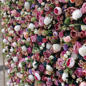 Elegante Panel de Fondo Floral 3D de Rosas Artificiales de Seda Rosa 5D Hechas a Mano para <span class=keywords><strong>Bodas</strong></span>, Hogar, Salón, Día de San Valentín - Product Image 3