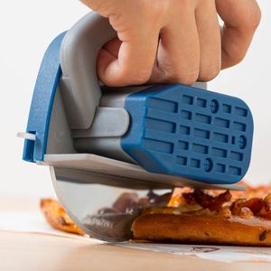 Innovative Pizza Cutter <b>Wheel</b> Sharp Stainless Steel Blade for Easy Slicing <b>Plastic</b> Handle With Protective Cover Base Bracket - Product Image 1