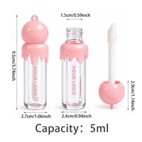 Tube de brillant à lèvres vide de 5 ml, mini, portable, format voyage, avec porte-clés, rose, pour la vente en gros, personnalisable avec logo