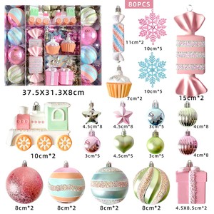 Plastic Painted Colorful Hanging Balls Ornaments Stars Snowflakes Donuts Cake Christmas Tree Decorations Macarons <b>Candy</b> Boxes - Product Image 3