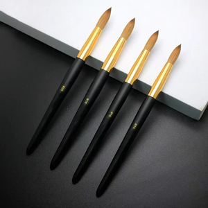 Pinceau à ongles ovale en poils de Kolinsky, manche noir, pinceau pour peinture acrylique 3D, logo personnalisé, outil de manucure - Product Image 2