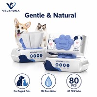 MEICHONG EDI Hondendoekjes 80 Stuks Premium Non-Woven Zachte Natuurlijke Doekjes met Pootprint Deksel voor Katten en Honden