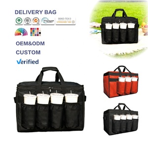 Huahao cách điện thực phẩm giao hàng túi với 4 cup chủ lớn cách điện hàng tạp hóa Cooler túi với uống tàu sân bay thực phẩm thương mại - Product Image 1
