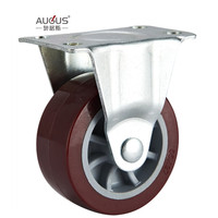 Roulettes pivotantes en PU/PVC rouge de 2/2,5/3 pouces avec frein latéral, roulettes en polyuréthane pour meubles, vente mondiale en promotion